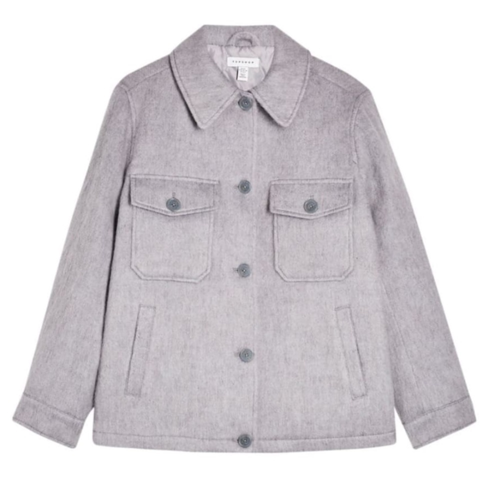 Nwt Topshop Grey Wool Jacket - Xs